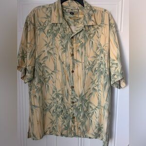 Tommy Bahama Yellow & Green Bamboo Print Shirt Size M 100% Silk